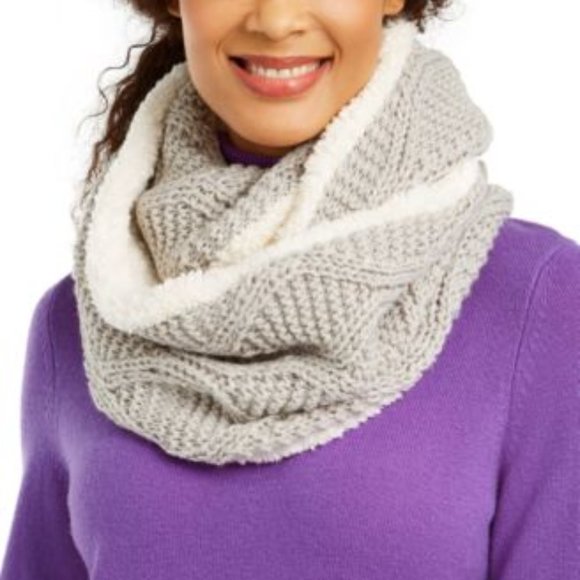 INC-Cable Shine-Knit Infinity/Loop Scarf-Sherpa Lined-NWT - Picture 1 of 4